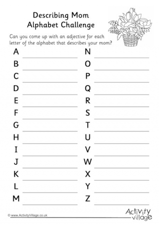 Describing Mom Alphabet Challenge