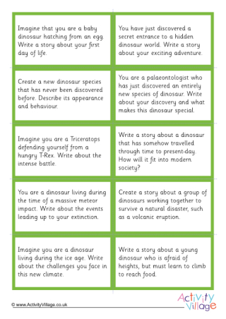 Dinosaur writing prompts - cards