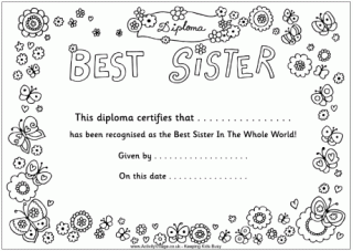 the word sister coloring pages