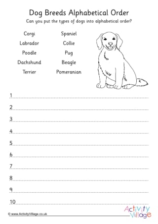 Types of dogs sales in alphabetical order