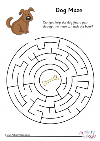 Maze - Dog to Bone  Printable Mazes, Skills Sheets