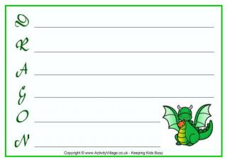 Dragon Acrostic Poem Printable