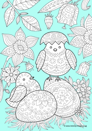 Easter Chicks Colour Pop Colouring Page