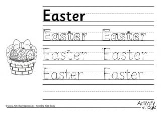 Easter Handwriting Worksheets