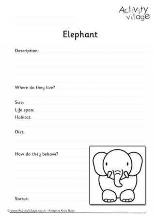 Elephant Worksheet