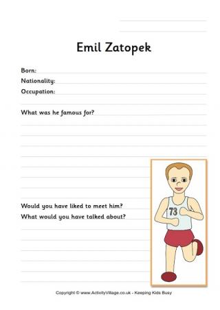 Emil Zatopek Worksheet