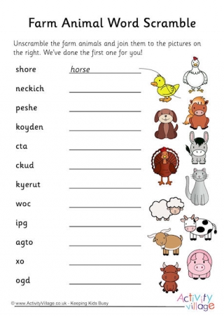 Farm Animal Word Scramble 2 