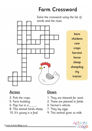 Farm Animal Babies Crossword