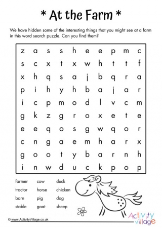 Farmyard Word Search