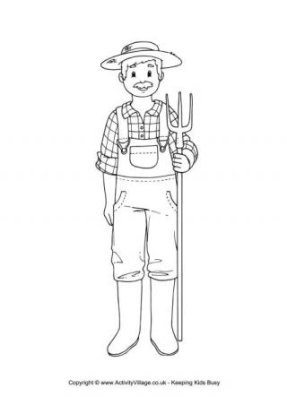 Farmer colouring page