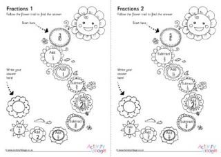 Fractions Worksheets - Flowers