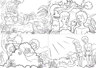 adam and eve leaving the garden of eden coloring pages
