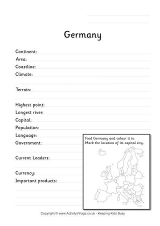 Germany Fact Worksheet