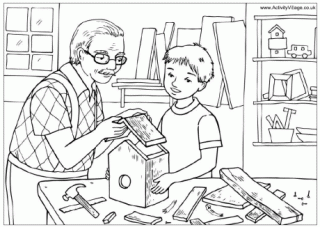 Grandad's Workshop Colouring Page