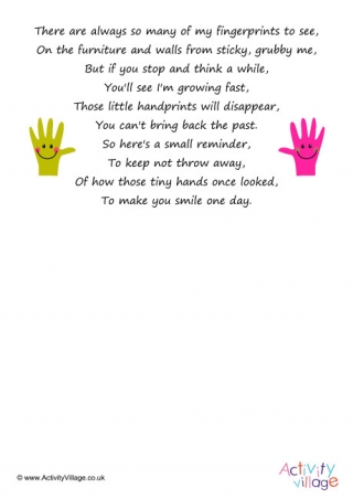 Handprint Poem Printables