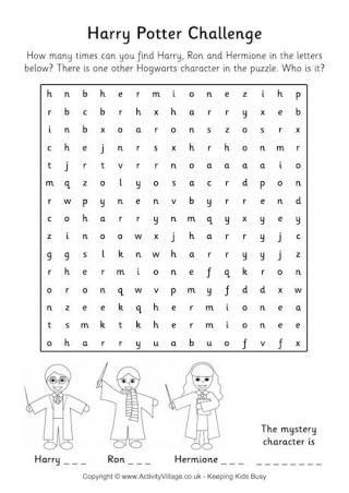 Free Printable Harry Potter Crossword Puzzle