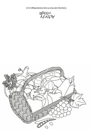 Harvest Basket Colouring Card