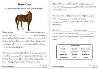 horse worksheets