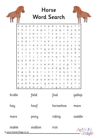 Horse Word Search