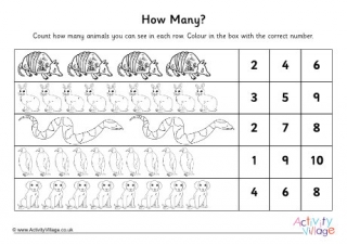 Animal Counting Worksheets