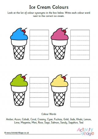 Ice Cream Worksheets