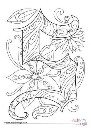 Illuminated Letter S Colouring Page