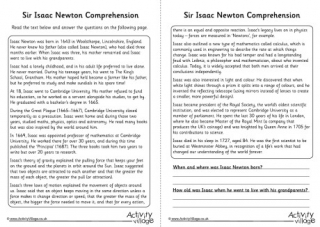 Sir Isaac Newton Worksheet - Worksheet List