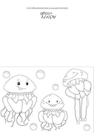 Jellyfish Scene Colouring Card