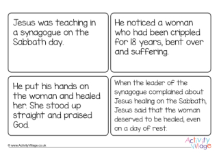 Jesus Heals A Crippled Woman Caption Cards