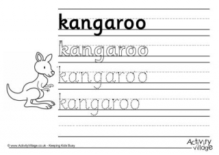 Kangaroo Handwriting Worksheet