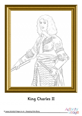 King Charles II Portrait Colouring Page