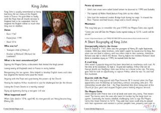 King John Fact Sheet