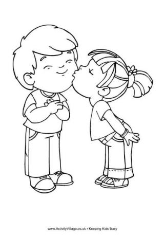 Printable Valentines Day Cut Cuper Kiss Coloring Page 8