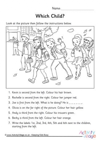 Left and Right Positions Picture Worksheet 2