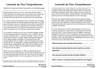 Leonardo da Vinci Comprehension