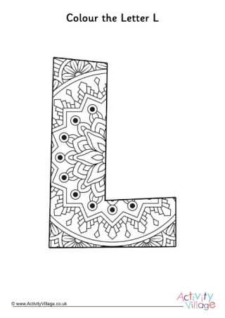 Letter L Mandala Colouring Page