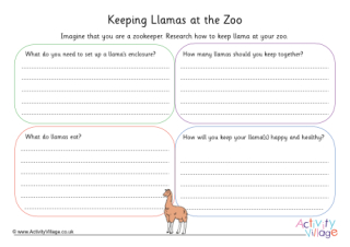 Llama Zookeeper Worksheet