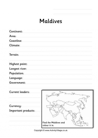 maldives worksheet