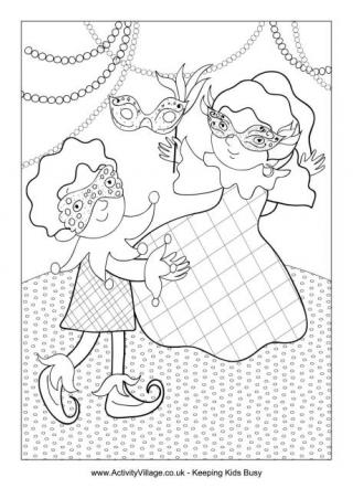 mardi gras colouring pages