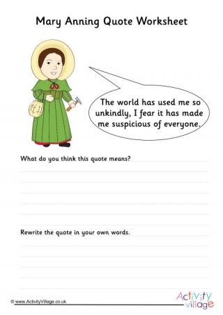 Mary Anning Quote Worksheet