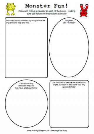 Monster Fun Worksheet