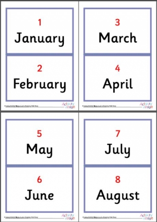 month word cards