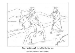 coloring pages mary and joseph bethlehem