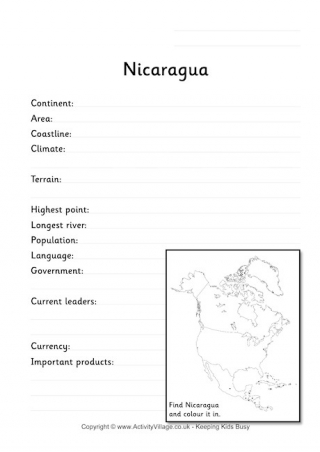 Nicaragua Fact Worksheet