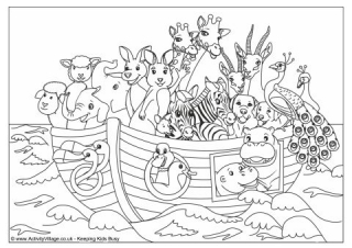 Noah Ark Animals Colouring Page Coloring Pages