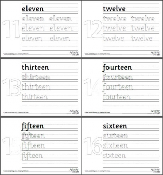 Number Word Handwriting Worksheets Eleven to Twenty