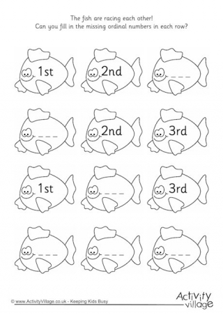 Ordinal Numbers Gap Worksheet 1