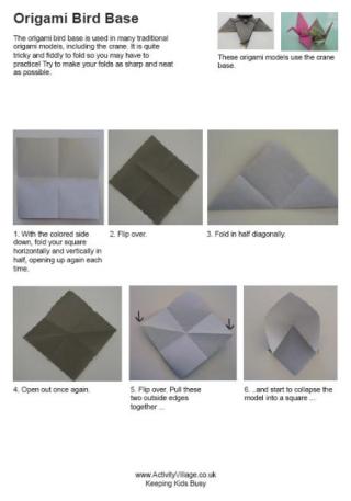 Origami bird base (as illustrated by Fred the Oyster at