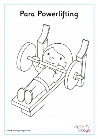 Para Powerlifting Colouring Page