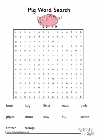 Cattle Breeds Word Search   Pig Word Search 460 